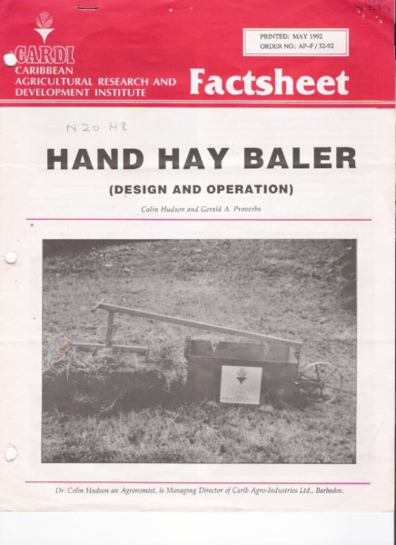 Hand hay baler (design and operation).